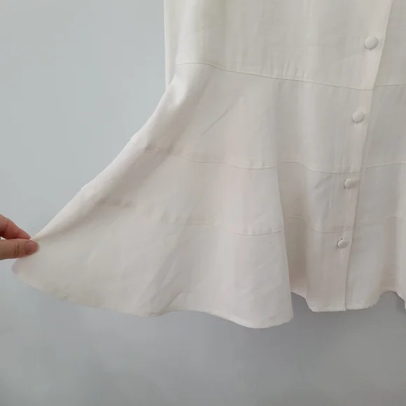 Pomander Place Ashlen Blouse White Size L Flowy Button-Down Top Closet Staple - Picture 6 of 13